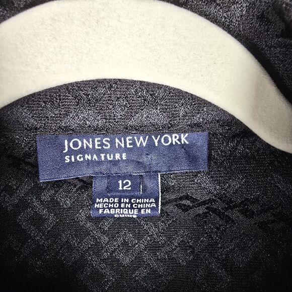 Jones New York Signature Womens Jacket Blazer 12 Black Zipper Sleeves Full Zip - Picture 3 of 16